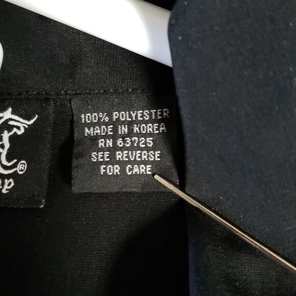 Dragonfly Men’s 90's Button Down Bowling Shirt Heart with Knife Sword Wings XL - Picture 7 of 8